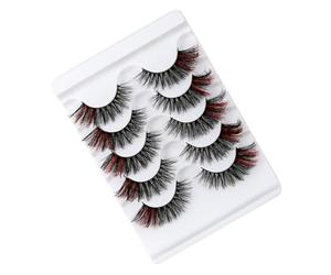 Garneck 3d False Eyelashes Thick and Longer Look 5 Pairs Simulation Material Makeup Eyelash Decors, Natural Volumised Fake Lashes for Parties and Dates for Professional Artists