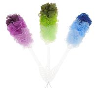 Garneck 3pcs Bath Shower Ball Soft Bathing Bubble Making Ball for Home Bathroom Using Scrubbing Brush Long Handle Random Color