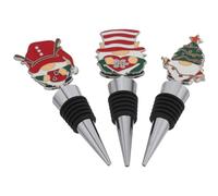 Garneck 3pcs Christmas Wine Cork Stoppers Gnome Design Beverage Preservers Festive Holiday Party Wine Bottle Sealers for Standard Bottles