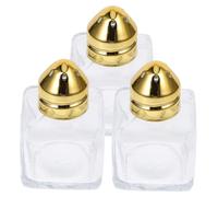 Garneck 3pcs Compact Glass Spice Jars with Gold Caps Space Saving Salt and Pepper Shakers for Kitchen Condiment Organization and Easy Seasoning Control