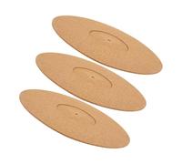 Garneck 3pcs Cork Record Slipmat for Vinyl Turntable Static Vibration Dampening Mat to Reduce Noise and Protect Records from Scratches