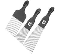 Garneck 3pcs Decorative Comb Metal Hair Picks for Styling Afro Curly Hair Hairdressing Tool Portable Men Adult Use