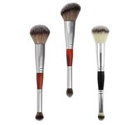 Garneck 3pcs Double Head Eyeshadow Brushes for Precise Application, Portable Wood and Fiber Makeup Tools for Home Use and Travel by Ladies and Professional Make-up Artists