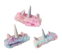 Garneck 3pcs Elastic Makeup Headbands Coral Fleece Unicorn Shape Creative Sweet Style Organize Hair Keep Hair from Getting Wet for Face Washing
