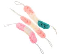 Garneck 3pcs Exfoliating Shower Mesh Pouf Bath Sponge Set with Nylon Material, Creates Lather and Softly Scrubs Skin, for Bathing and Body Cleaning Random Color