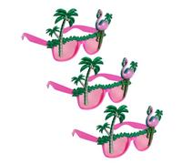 Garneck 3pcs Flamingo Coconut Tree Sunglasses for Lightweight Novelty Eyewear for Hawaiian Luau Beach Events Fun Photo Booth Props Party Decorations
