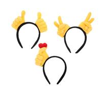 Garneck 3pcs Funny Hand Gesture Hairbands with Thumb Up Victory and Heart Signs Creative Cartoon Head Boppers for Women for Christmas Birthday Halloween Party Accessories