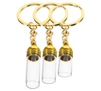 Garneck 3pcs Glass Bottles Keychain Travel Refillable Perfume Bottle Set with Golden Acrylic Caps Sleek Multipurpose Design Essential Oil Dispenser for Backpack Pendant and Gifting
