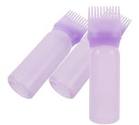 Garneck 3pcs Hair Dye Comb Applicator Bottles for Hair Dying Plastic Easy to Squeeze Root Comb Applicator Bottles for Even Distribution of Colour