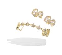 Garneck 3pcs Halloween Zirconia Teeth Grills for Women Comfortable Fit Hollow Fang Gold Tooth Jewelry for Costume Parties and Hip Hop Style