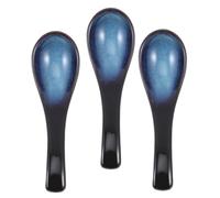 Garneck 3pcs Japanese Ceramic Spoon Spoons Japanese Ramen Small Ceramic for Oatmeal Asian Soup Porridge Blue