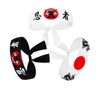 Garneck 3PCS Japanese Karate Headbands for Men Ninja Samurai Headband Accessories Stylish Japanese Design for Fitness and Cosplay