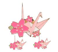 Garneck 3pcs Kawaii Cherry Blossom Brooch Adorable Origami Crane Pin for Sweaters and Clothing Lightweight Cartoon Brooches for Fashion