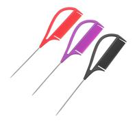 Garneck 3Pcs Metal Pin Tail Combs for Hairdressing - Long Handle Styling Teasing Combs with Fine Teeth - Salon Hair Parting and Braiding Brushes for Professional Hair Sectioning