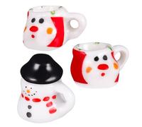 Garneck 3pcs Mini Christmas Ornaments Set Adorable Cartoon Kettle Cup Decor for Desktop Table Window Simulation Tea Holiday Festivities