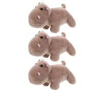 Garneck 3pcs Mini Hippo Keychain Set Soft Plush Cute Jungle Animal Bag Charm Tiny Stuffed Animal Pendant for Backpack Purse Decoration in Light Brown