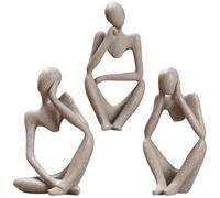 Garneck 3pcs Modern Abstract Thinker Statue Set Resin Figurines for Office Desk and Study, Unique Artistic Home Decorations Bringing Contemporary Charm and Collectable Style