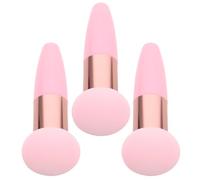 Garneck 3PCS Mushroom Head Makeup Sponge with Handle, Silicone Cosmetic Foundation and Powder Applicator Set for Face Blending, Dry and Wet Use, Pink Makeup Puff Applicators for Women