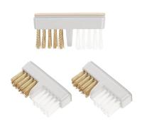 Garneck 3pcs Nail Polishing Drill Heads with Copper Wire Brush for Deep Cleaning and Multi-functional Use, Supple Bristle and Plastic Handle, for Manicure Nail Bit and Root Canal File