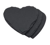 Garneck 3Pcs Natural Heart Shaped Steak Plates Black Dessert Dishes Heat Resistant Serving Tray for Salad Pizza Sushi Elegant Home and Restaurant Use