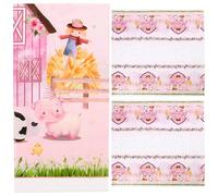 Garneck 3pcs Pink Farm Themed Tablecloths Decorative Party Table Covers for Birthday Weddings Family Gatherings Soft Material Folding Design