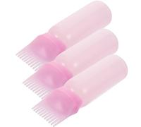 Garneck 3pcs Pink Plastic Root Comb Applicator Bottles for Hair Dying with Easy to Squeeze and Apply Function, for Home Use Hair Root Colour Touch