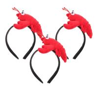 Garneck 3Pcs Plush Lobster Hair Bands Ears Head Hoops Cute Cartoon Party Headdress Red Creative Headbands for Women and