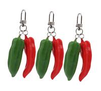 Garneck 3pcs Red Keychains Creative Food Party Favors Unique Key Decoration Vibrant PVC Key Rings for Bags and Handbags