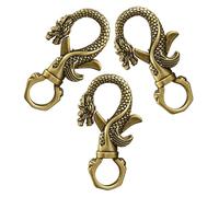 Garneck 3pcs Retro Dragon Head Keychain Hooks Sturdy Copper Metal Swivel Clamps for Key Holder Mobile Phone Lanyard Accessories Vintage Style DIY Buckle Clips