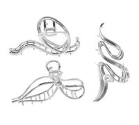 Garneck 3pcs Silver Metal Hair Claw Clips Set for Women - Large Jumbo Clamps Including Bow Wave and Irregular Designs - Sturdy Hair Accessories and Everyday Use