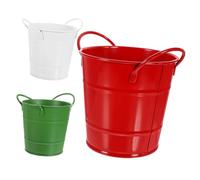 Garneck 3pcs Snack Buckets Food Grade Iron French Fries Storage Holders with Ergonomic Handles for Bar Parties and Restaurant Snack Containers in White Red and Green