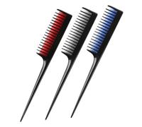 Garneck 3pcs Tip Tail Combs Set Plastic Hairdressing Combs Household Hair Styling Tools Black Red Blue for Barber and Salon Use