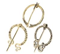 Garneck 3pcs Viking Cloak Pins Brooches Set Vintage Bronze Shawl Clasps Clothing Clasps for Medieval Costumes Sweater Decoration Scarf Rings for Men Women