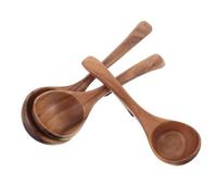 Garneck 3pcs Wooden Ladle with Long Ergonomic Handles and Space Saving Hooks Versatile Kitchen Utensils for Cooking Serving Stirring Soups and Asian Dishes Wood Kitchen Tools for Home and