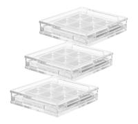 Garneck 3sets Empty Eyeshadow Palette Compartments Square Case Brush Holder for DIY Makeup Storage Eyeshadow Pan