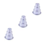 Garneck 3sets Home Baking Essential 3-Tier Cupcake Mold Multi-Functional Pudding Cake Pan Easy-to-Clean Silver Medium 3pcs*3