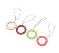 Garneck 4 Pcs Donut Silicone Phone Lanyards Keychain Set with Brown, Pink, Beige, and Green Donuts for Mobile Phone Hanging and Decoration