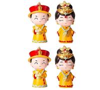 Garneck 4 Pcs Emperor Empress Ornaments Wedding Decor Chinese Empress Figurine Home Couple Royal Court Figurine Ornament Wedding Cake Decorations Car Decor Resin Boy Bobblehead Doll Lovers