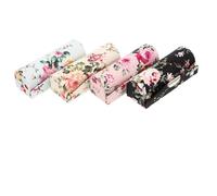 Garneck 4 Pcs Floral Print Lipstick Case with Mirror Small Portable Organizer for Standard Lipstick Tubes Button Closure Cosmetic Storage Bags for Women Black White Pink Blue