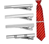 Garneck 4 Pcs Tie Clips for Men Sleek Necktie Pinch Clips for Business Shirts and Formal Suits Secure Hold Proportional Design Easy Attachment