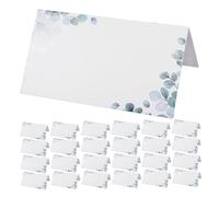 Garneck 40pcs Foldable Eucalyptus Wedding Name Tags with Elegant Greenery Design Multipurpose Tent Place Cards for Table Seating Buffet Labels Birthday Invitations DIY Friendly for Parties