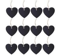Garneck 40pcs Heart-Shaped Double-Sided Wooden Chalkboard Hanging Tags with Jute Rope, Writable Craft Hanging Ornaments and Multifunctional Price Labels for Home Decor and Jewelry Marking