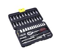 Garneck 46PC Vanadium Steel Ratchet Wrench Set Mechanics Socket Combination Tools Portable Auto Repair Kit with Hardened Hand Operated Sockets for Professional Use Random Color
