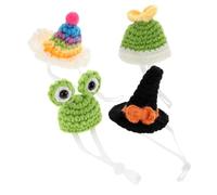 Garneck 4Pcs Adjustable Small Pet Hats for Hamsters Hedgehogs and Reptiles Cute Knitted Costume Accessories for Festivals Photo Props and Parties Adorable Headwear for Tiny Pets