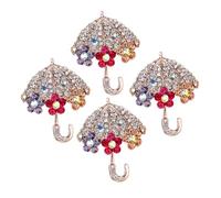 Garneck 4pcs Bling Rhinestone Umbrella Brooch Pin for Women Elegant Flower Design Lapel Pins for Clothes Shawls and Travel-friendly Accessories