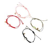 Garneck 4pcs Braided Rope with Lucky Ceramic Cat Charms Fortune Jewelry for Students and Stylish and Lightweight Accessory