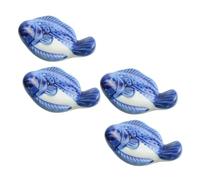Garneck 4pcs Ceramic Fish Shape Chopstick Racks Multifunctional Spoon Holders for Kitchen Cutlery Practical Tableware Rest for Chopsticks Forks and Utensils Stable and Elegant Design