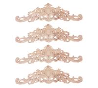 Garneck 4pcs Chic Wooden Applique Wood Appliques 30x8cm Wood Elegant Classical Carved Versatile Home Decoration for Furniture Cabinet Doors