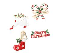 Garneck 4Pcs Christmas Elk Pin Set Cartoon Brooches for Women Xmas Clothes Decoration Accessories Festive Holiday Jewelry