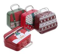 Garneck 4pcs Christmas Tinplate Candy Boxes Cookie Tins with Holiday Designs Multi-style Xmas Card Holders for Sweets Jewelry Snacks and Festive Storage